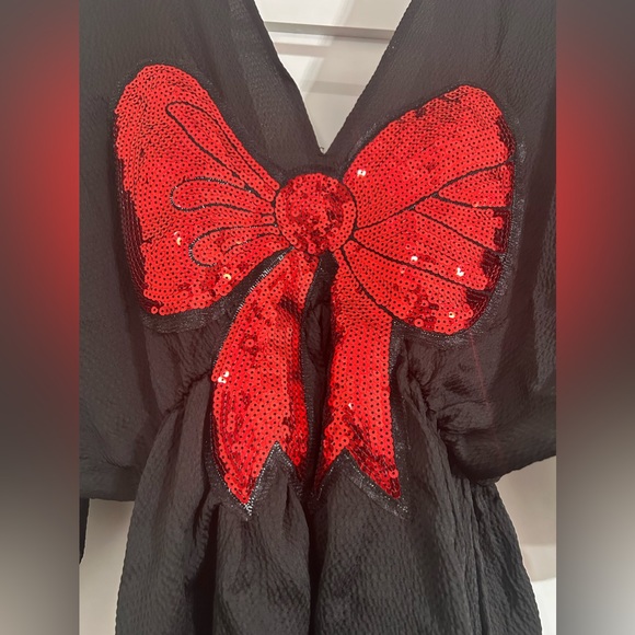 NWOT Judith March Sequin Bow Black Dress Size M - Picture 3 of 7